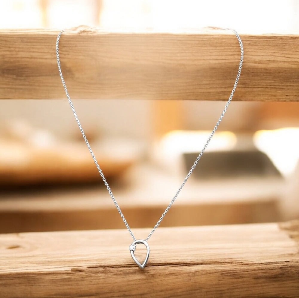 Vtg. Diamond Pendant Necklace